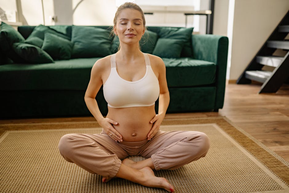 A child meditating peacefully on a yoga mat at home.